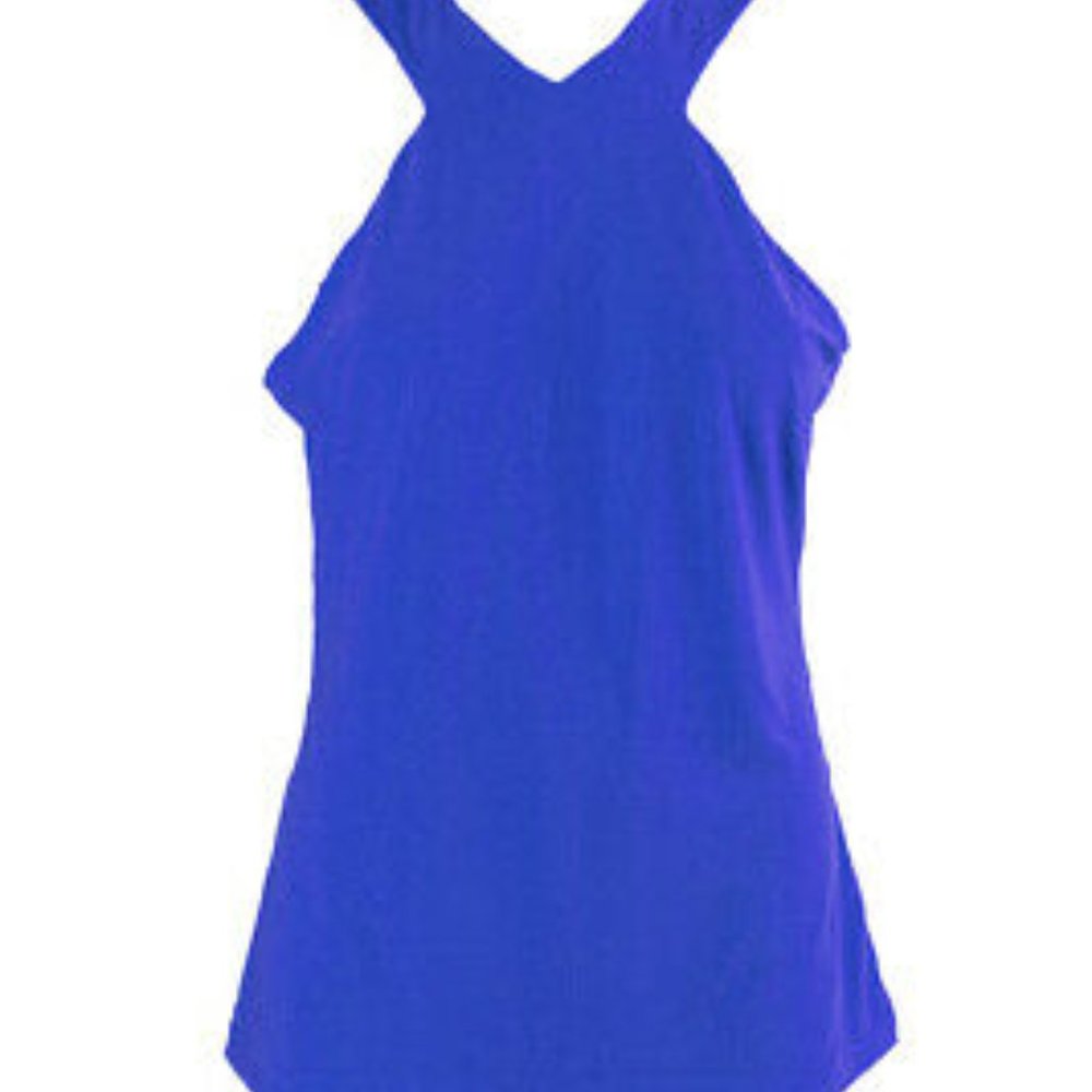 Lauren Ralph Lauren Blue Cutaway Jersey Tank - Picture 2 of 2
